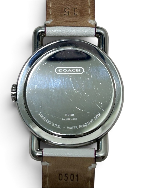COACH Swiss Made Watch Leather & Suede Legacy Stripe Strap w/Original Packaging